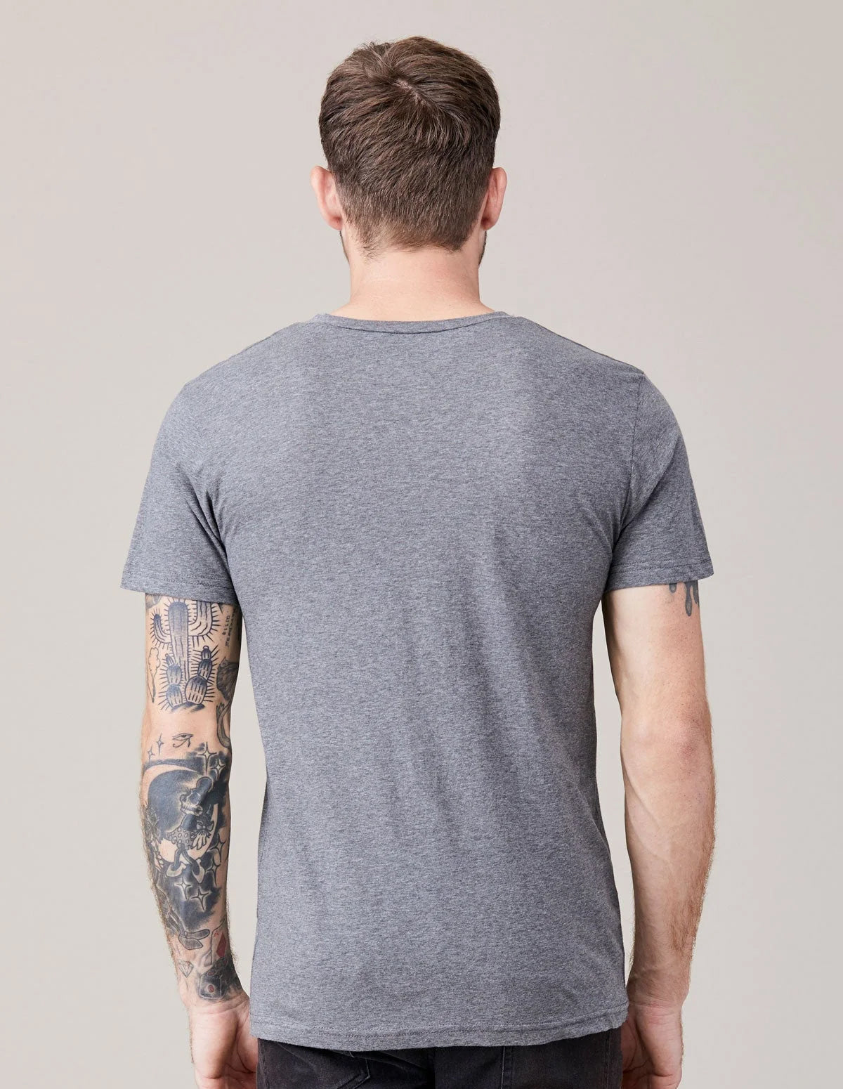 Short Sleeve V Neck Grey